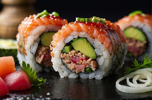 Sushi-Rollen mit Thunfisch-Tartare-Füllung