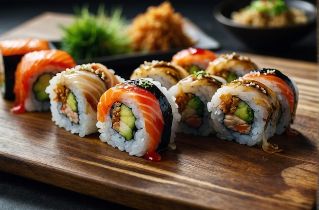 Sushi-Rollen mit Unagi-Eel-Füllung