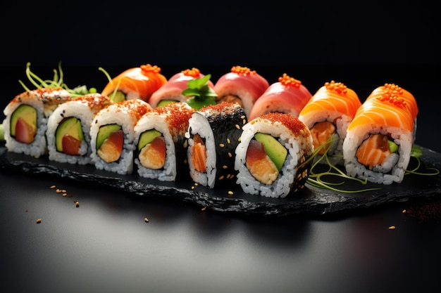 Sushi y rollo para anuncios generados por IA