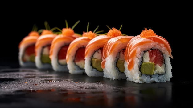 Sushi y rollos japoneses IA generativa