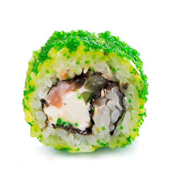 Sushi Rolls sushi roll maki com peixe voador caviar camarão salmão e abacate comida japonesa