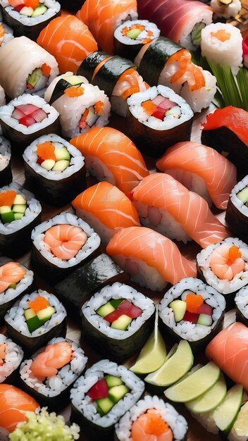 Sushi rollt Maki Nigiri Lachsgarnelen traditionelles japanisches Essen