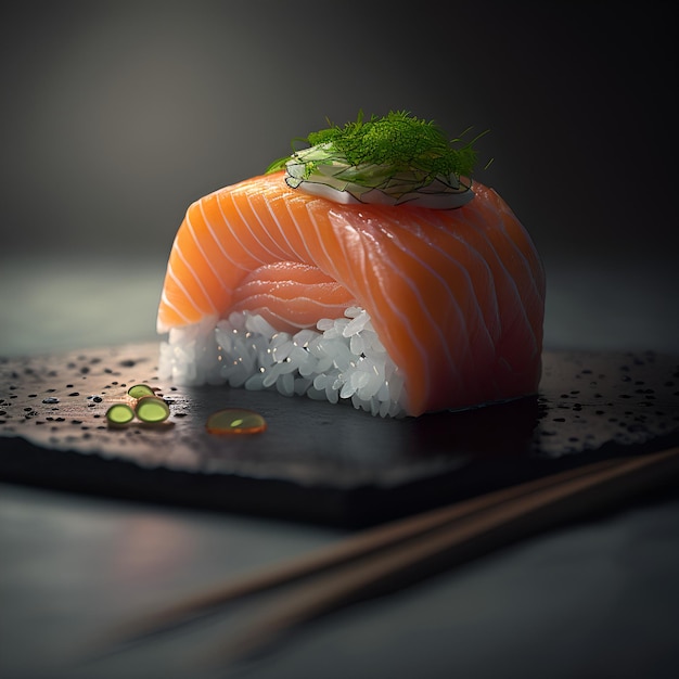 Sushi con salmón ai generativo