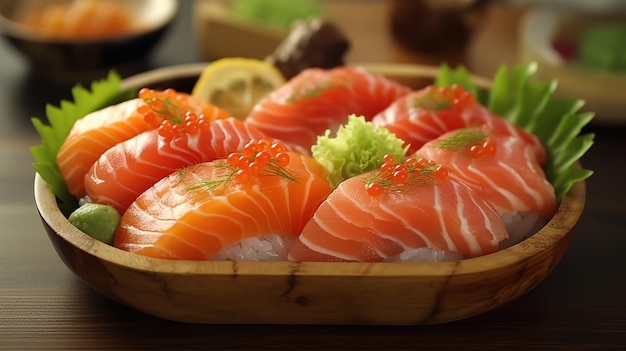 Sushi de salmón fresco y delicioso