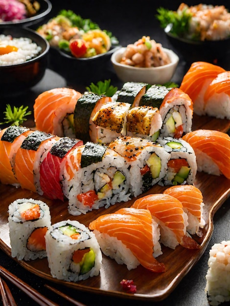 Sushi-Thunfisch auf weißem Teller