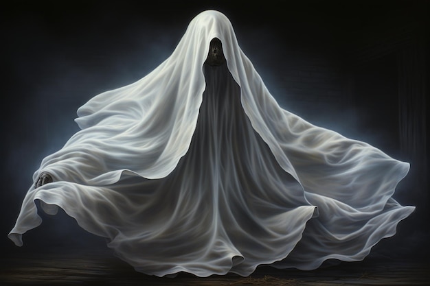 Sussurros do Invisível Um fantasma de Halloween criado com IA generativa