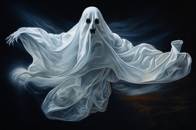 Sussurros do invisível um fantasma de halloween criado com ia generativa