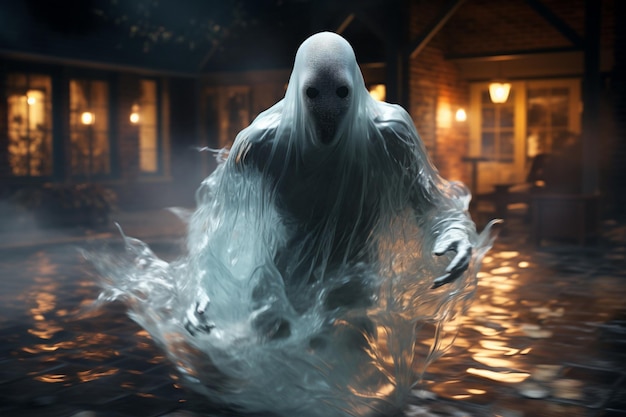 Foto sussurros do invisível um fantasma de halloween criado com ia generativa