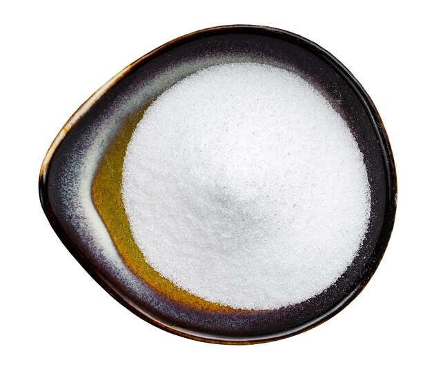 Foto sustituto de azúcar de eritritol cristalino en un tazón