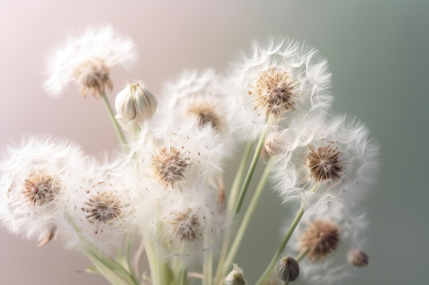 Susurrando deseos delicadas flores de diente de león IA generativa