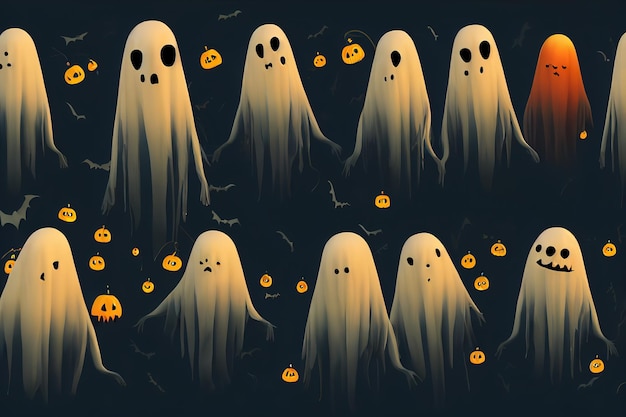 El susurro del fantasma cubre la tela en blanco Personaje fantasma Traje malvado o espeluznante divertido personaje lindo Fiesta celebrar vacaciones en la noche de Halloween Ilustración de trama de renderizado 3D