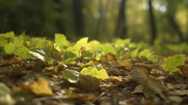 El susurro de las hojas como una brisa sopla a través del bosque