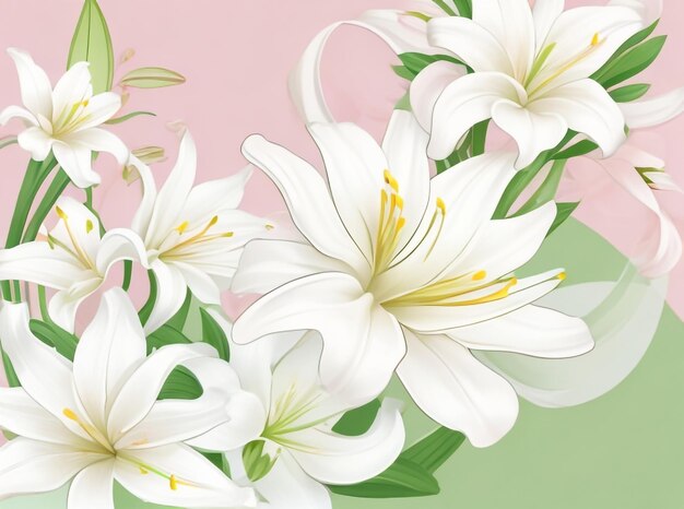 Foto susurros de elegancia un hermoso fondo floral con lirio blanco florece