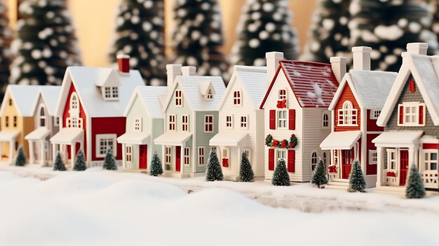 Los susurros de invierno Casas en miniatura en el concepto de Navidad y Año Nuevo de la nieve