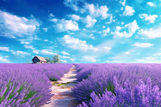 Susurros de lavanda en una IA generativa dichosa del cielo azul