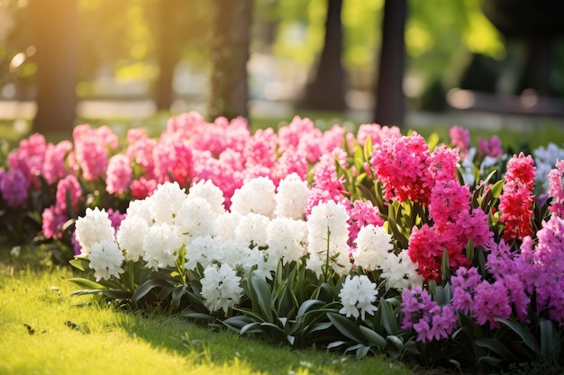 Susurros de narcisos de primavera disfrutando de la suave luz del sol en medio de hojas verdes IA generativa