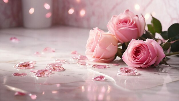susurros rosados de un cuento brillante de renovación fresca y suave llena de rosas rosadas acariciadas por el ambiente