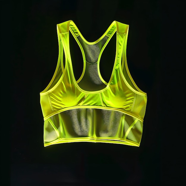 Sutiã esportivo com estilo Racerback feito com Nylon Organza Glow Glowing Object Y2K Design Transparente