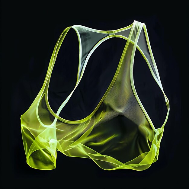 Sutiã esportivo com estilo Racerback feito com Nylon Organza Glow Glowing Object Y2K Design Transparente