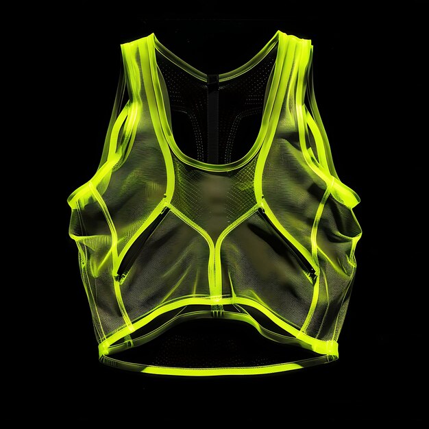 Foto sutiã esportivo com estilo racerback feito com nylon organza glow glowing object y2k design transparente