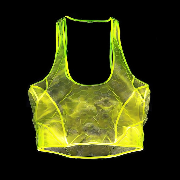 Foto sutiã esportivo com estilo racerback feito com nylon organza glow glowing object y2k design transparente