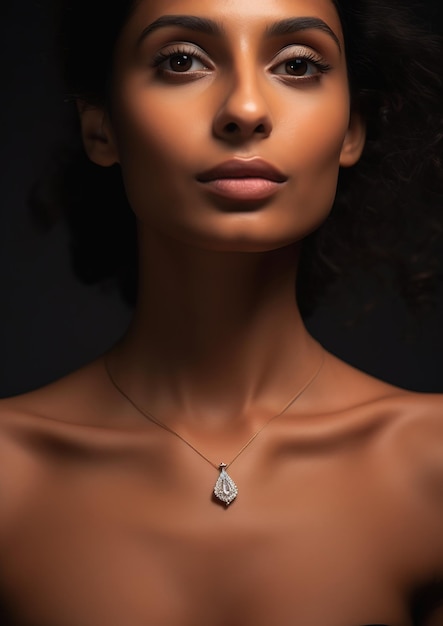 sutiã mulher colar pescoço olho providência raça mista design de produto usando coroa de diamante pronunciada