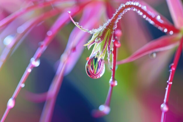 Foto la sutil complejidad de la tenacidad de las gotas de lluvia explorando la suave complexidad de la adhesión de las gotes de lluvia