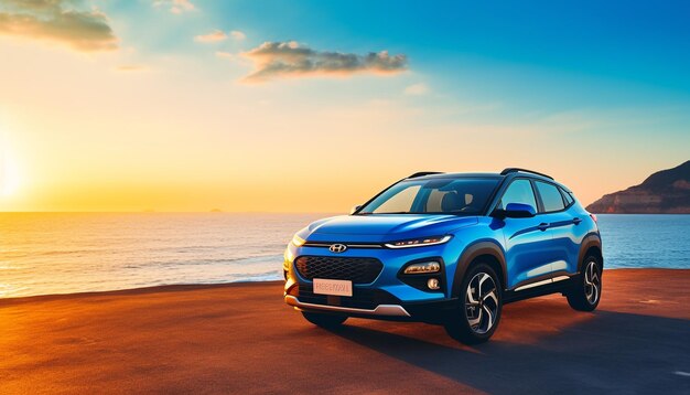 SUV compacto azul con deporte y diseño