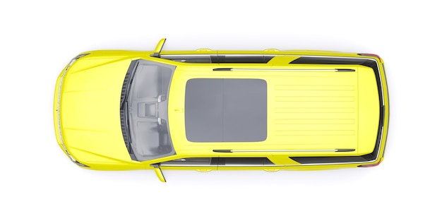 SUV familiar premium amarillo aislado sobre fondo blanco renderizado 3d