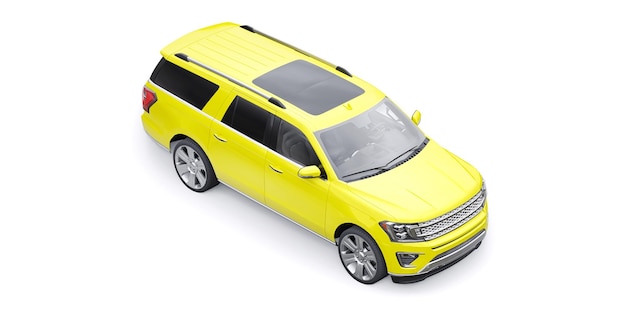 SUV familiar premium amarillo aislado sobre fondo blanco renderizado 3d