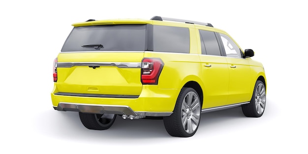 SUV familiar premium amarillo aislado sobre fondo blanco renderizado 3d