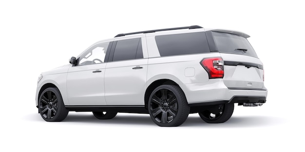 SUV familiar premium blanco aislado sobre fondo blanco renderizado 3d