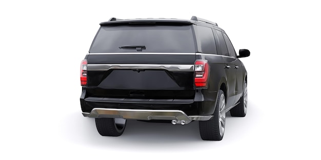 SUV familiar premium negro aislado sobre fondo blanco renderizado 3d