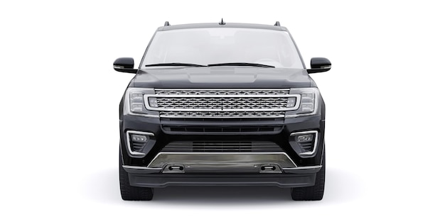 SUV familiar premium negro aislado sobre fondo blanco renderizado 3d