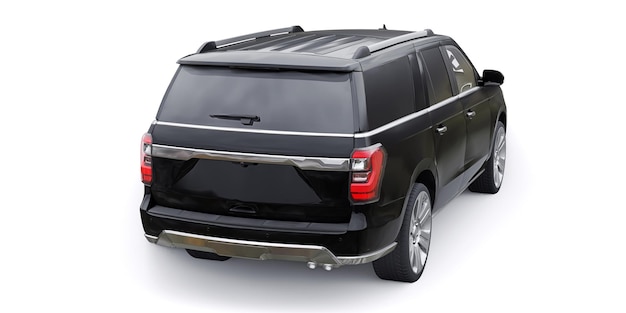 SUV familiar premium negro aislado sobre fondo blanco renderizado 3d