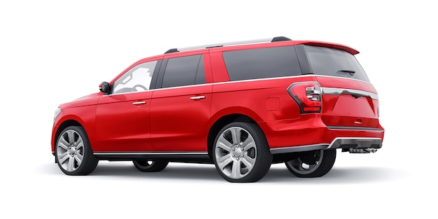 SUV familiar premium rojo aislado sobre fondo blanco renderizado 3d