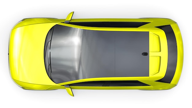 SUV hatchback elétrico ultra progressivo para pessoas que amam a tecnologia Carro amarelo em uma ilustração 3d de fundo branco isolado