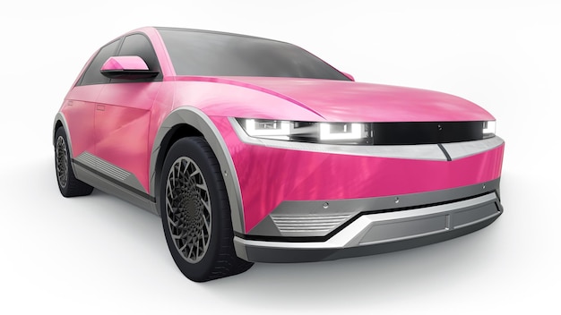 SUV hatchback elétrico ultra progressivo para pessoas que amam a tecnologia Carro em uma ilustração 3d de fundo branco isolado