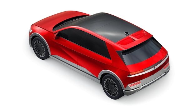 SUV hatchback elétrico ultra progressivo para pessoas que amam a tecnologia Carro vermelho em uma ilustração 3d de fundo branco isolado