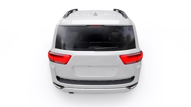 SUV premium de sete lugares de grande família branca em uma ilustração 3d de fundo branco isolado