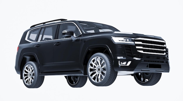 SUV preto isolado no modelo 3d de fundo branco