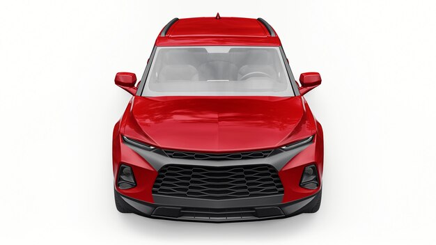 SUV rojo ultramoderno con un diseño expresivo pegadizo para jóvenes y familias sobre un fondo blanco aislado. ilustración 3d