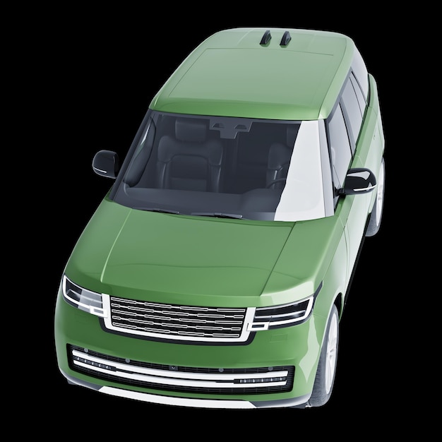 SUV verde isolado no modelo 3d de fundo branco