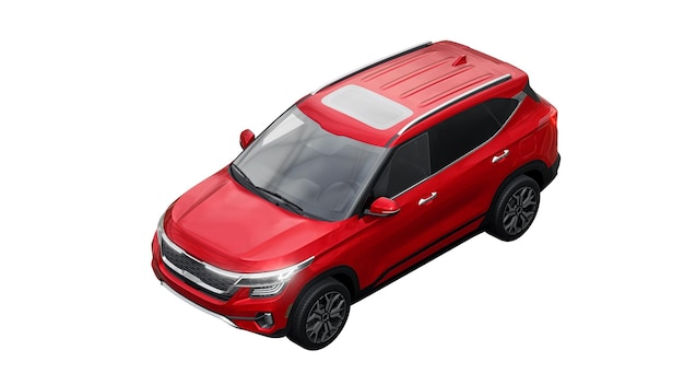 Foto suv vermelho para a cidade em um fundo branco ilustração 3d