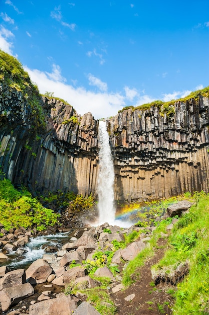 Svartifoss-Wasserfall im Nationalpark Skaftafell, Südisland.