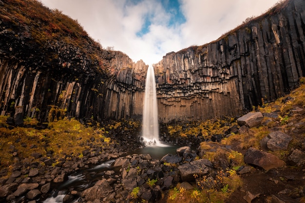 Svartifoss-Wasserfall in Nationalpark Skaftafell in Süd-Island.