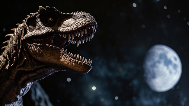 Foto svelociraptor vê fantasia de asteróide entrante generative ai