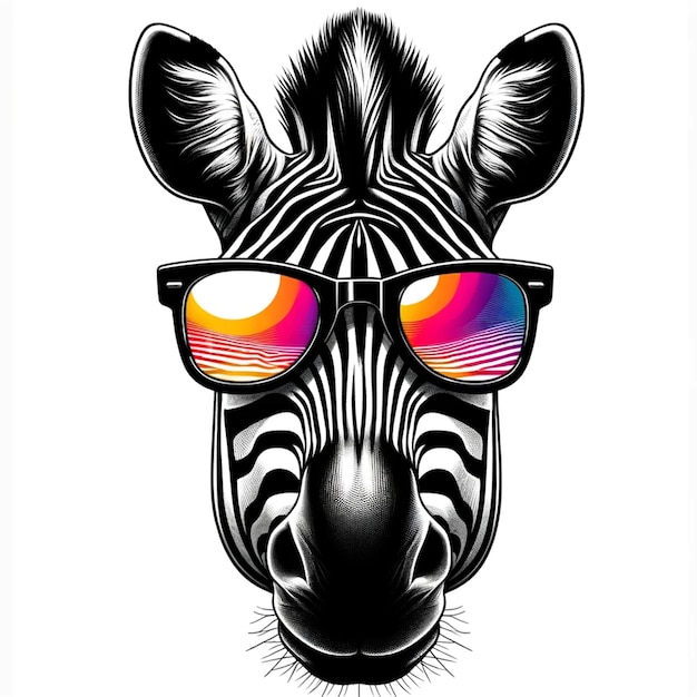 Foto swagger listrado uma zebra legal rocha óculos de sol refletores com um toque caprichoso