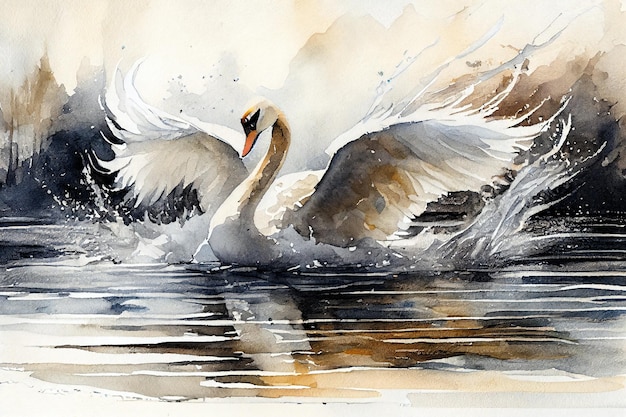 Swan Splashing Lake