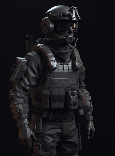 swat en uniforme negro sin arma